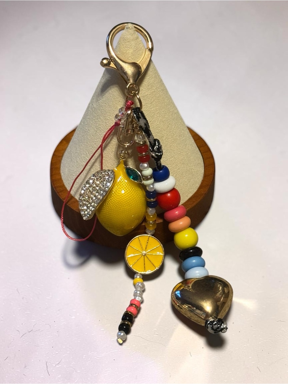 Beaded Lemon Charm Keychain - NIP